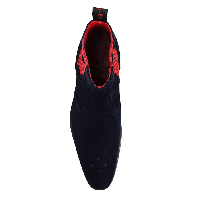 Jeffery West - Hunger Blood Suede Chelsea Boots in Dark Navy