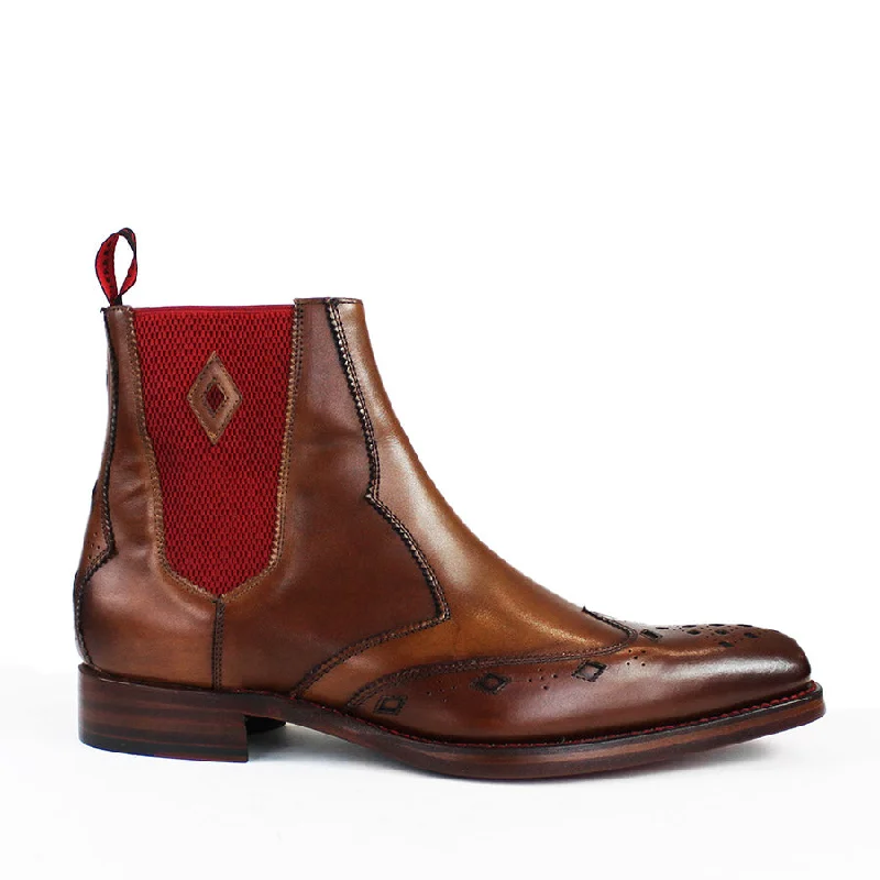 Jeffery West - Scimitar Dexter-B Mahogany Leather Chelsea Boots