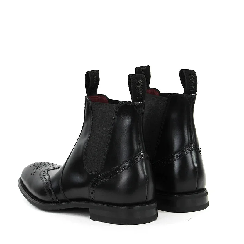 Loake - Hoskins Brogue Chelsea Boots in Black Leather