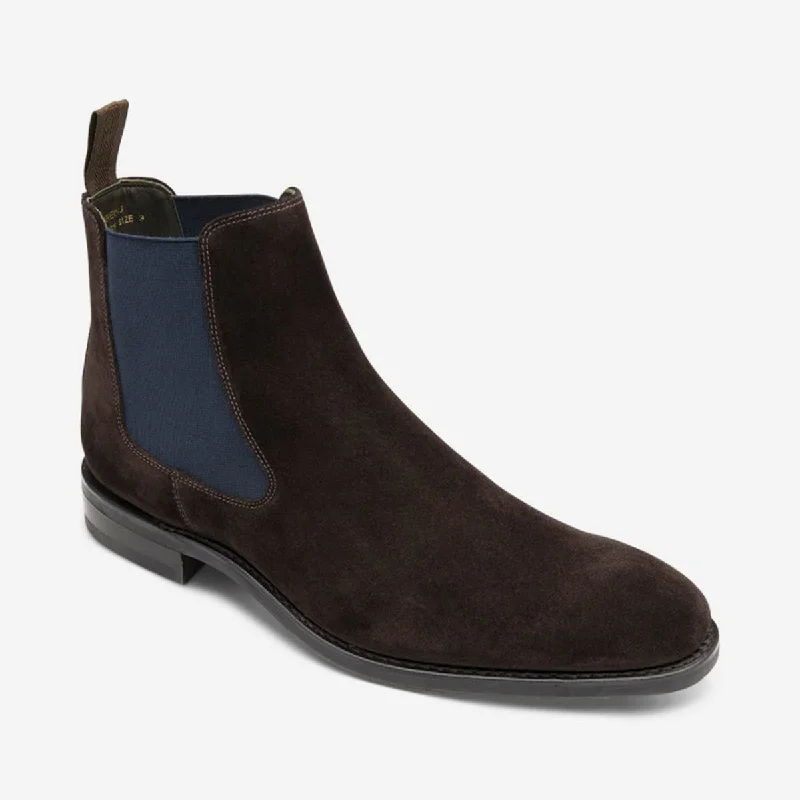 Loake - Wareing Suede Chelsea Boots in Dark Brown