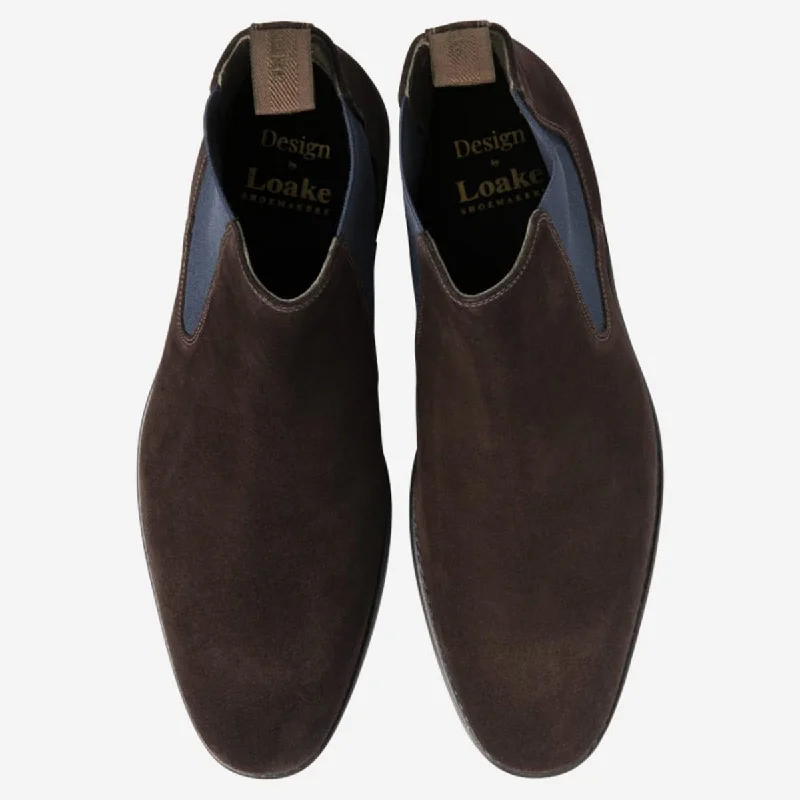 Loake - Wareing Suede Chelsea Boots in Dark Brown