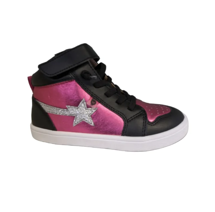 Old Soles Team Star Fuchsia Foil Glam High Top Kids Boots