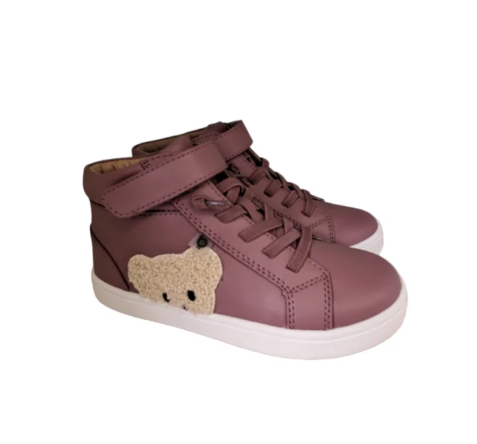 Old Soles Ted's Sneaks Leather Velcro  Malva Pink High Top Kids Boots