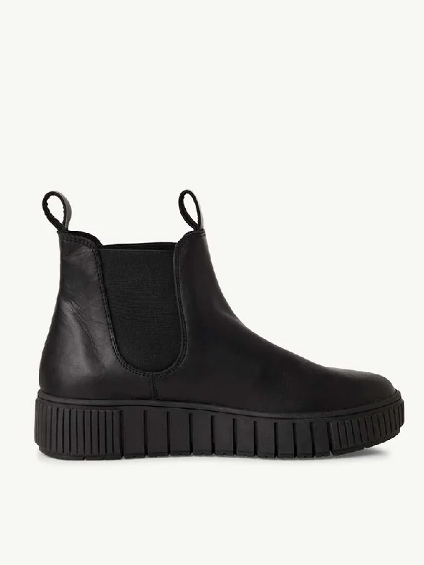 Tamaris Leather Flatform Boots - Black