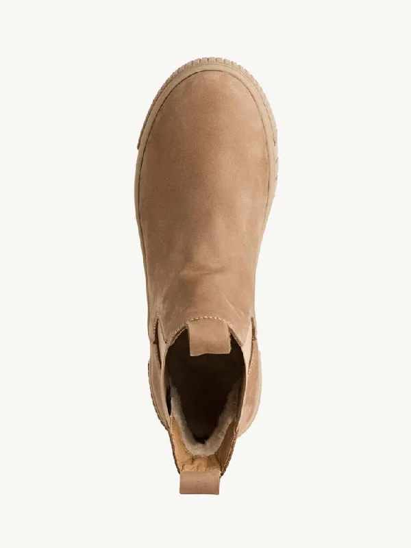 Tamaris Suede Flatform Boots - Camel