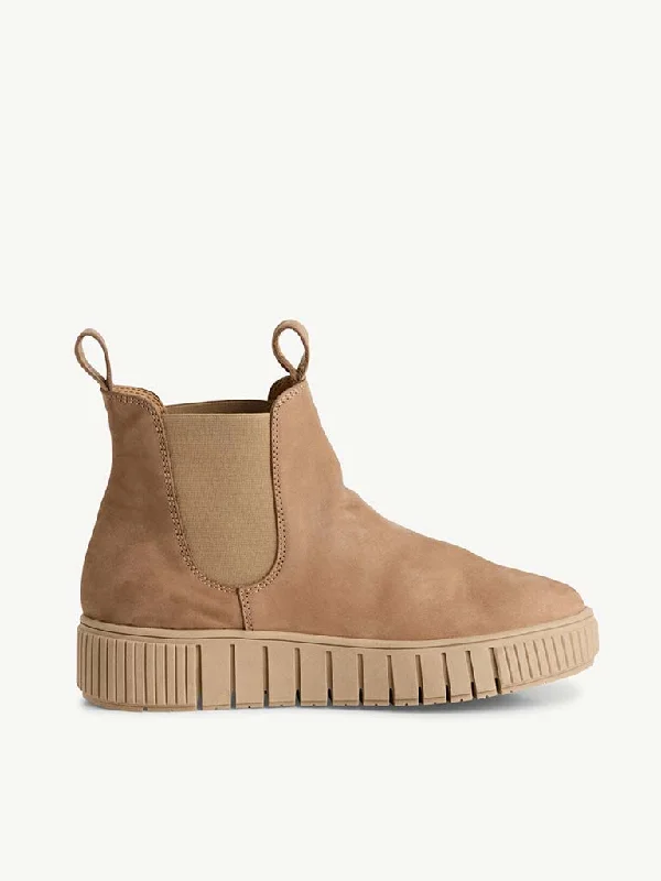 Tamaris Suede Flatform Boots - Camel