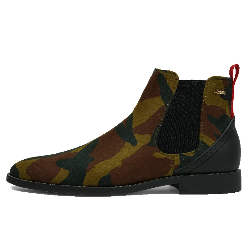 The Victorian Green Camo Suede Chelsea Boot