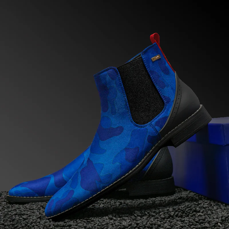 The Victorian Blue Camo Suede Chelsea Boot