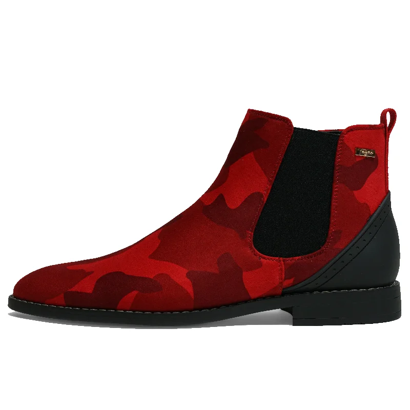 The Victorian Red Camou Suede Chelsea Boot