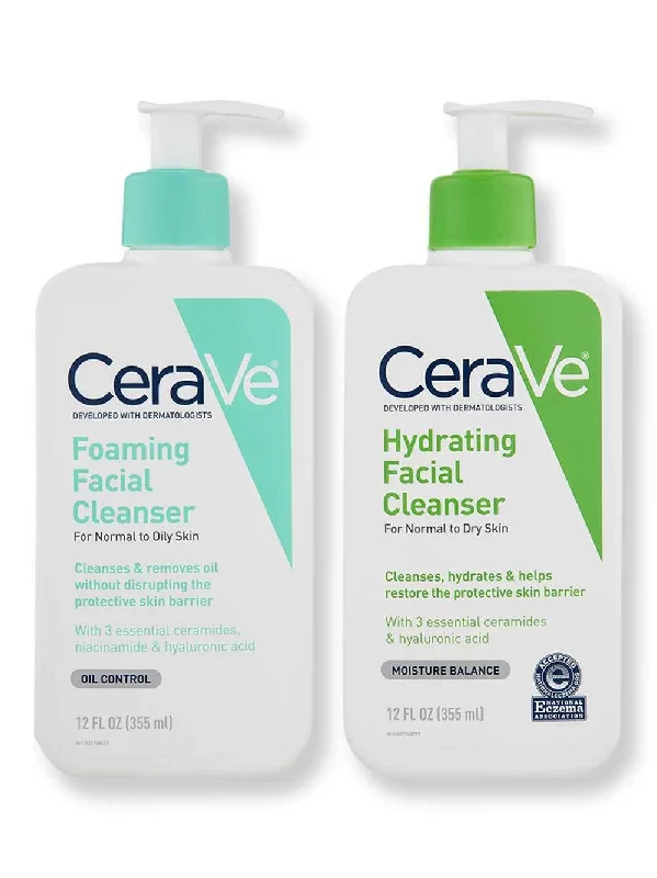 CeraVe Foaming Facial Cleanser 12 oz & Hydrating Cleanser 12 oz