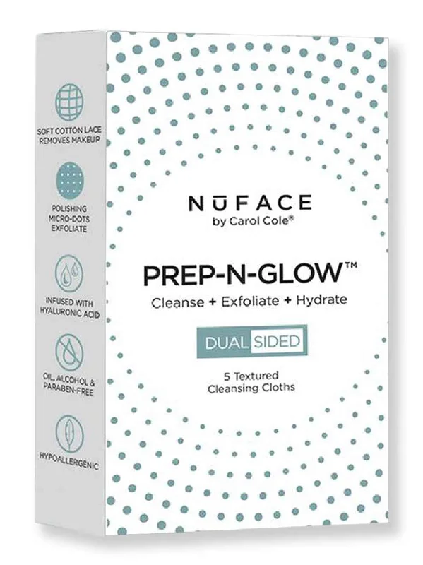 Nuface Prep-N-Glow Cleansing Cloths 5 Ct