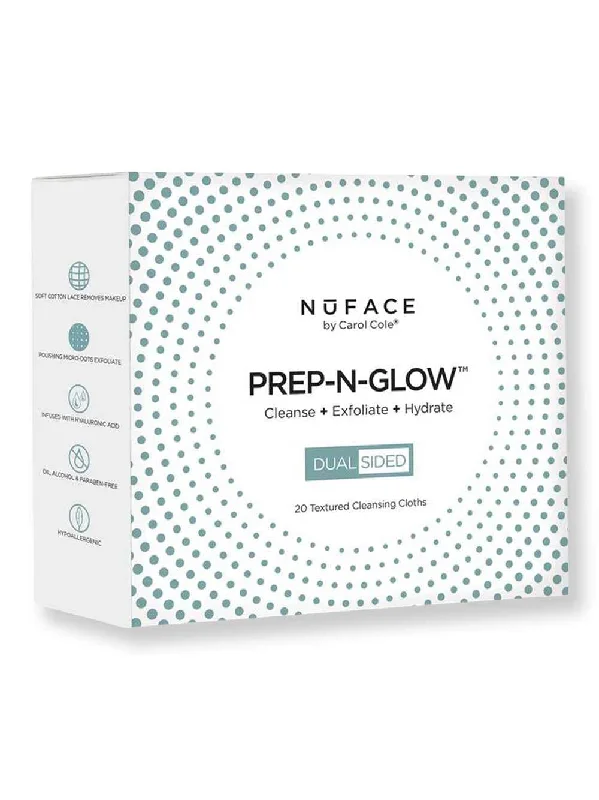 Nuface Prep-N-Glow Cleansing Cloths 20 Ct