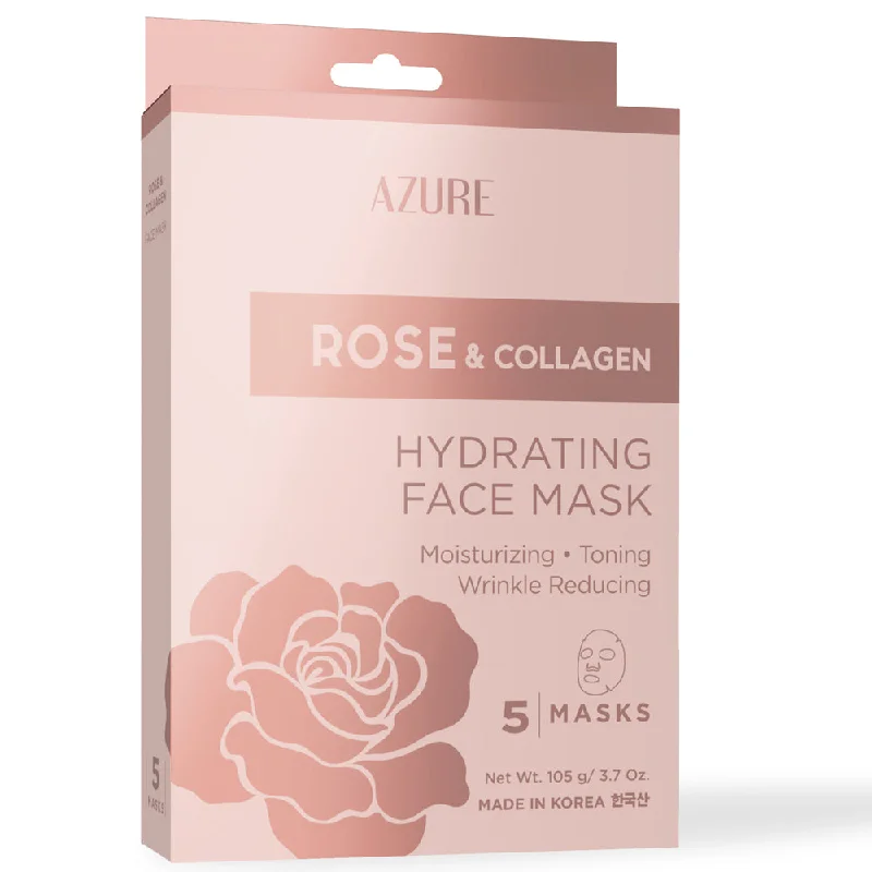 Rose & Collagen Hydrating Sheet Face Mask: 5 Pack