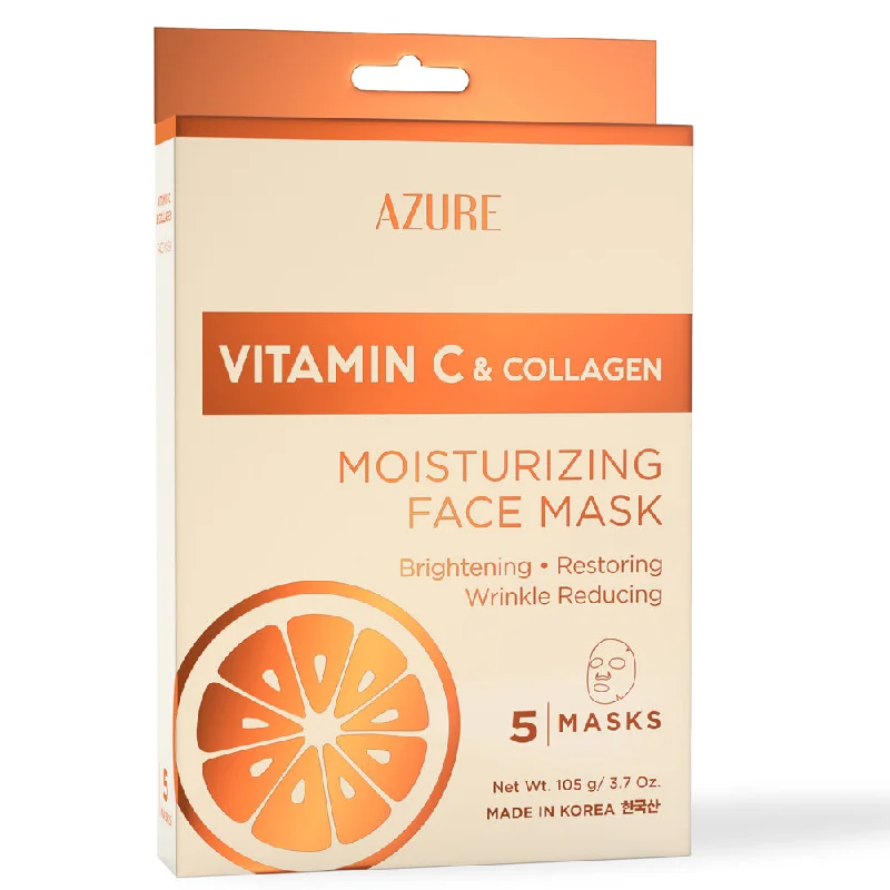 Vitamin C & Collagen Moisturizing Sheet Face Mask: 5 Pack